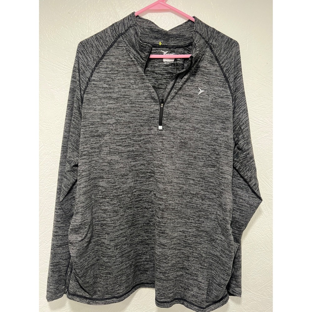 Old Navy Active Quarter Zip Pullover XL Black White Space Dye Striped‎